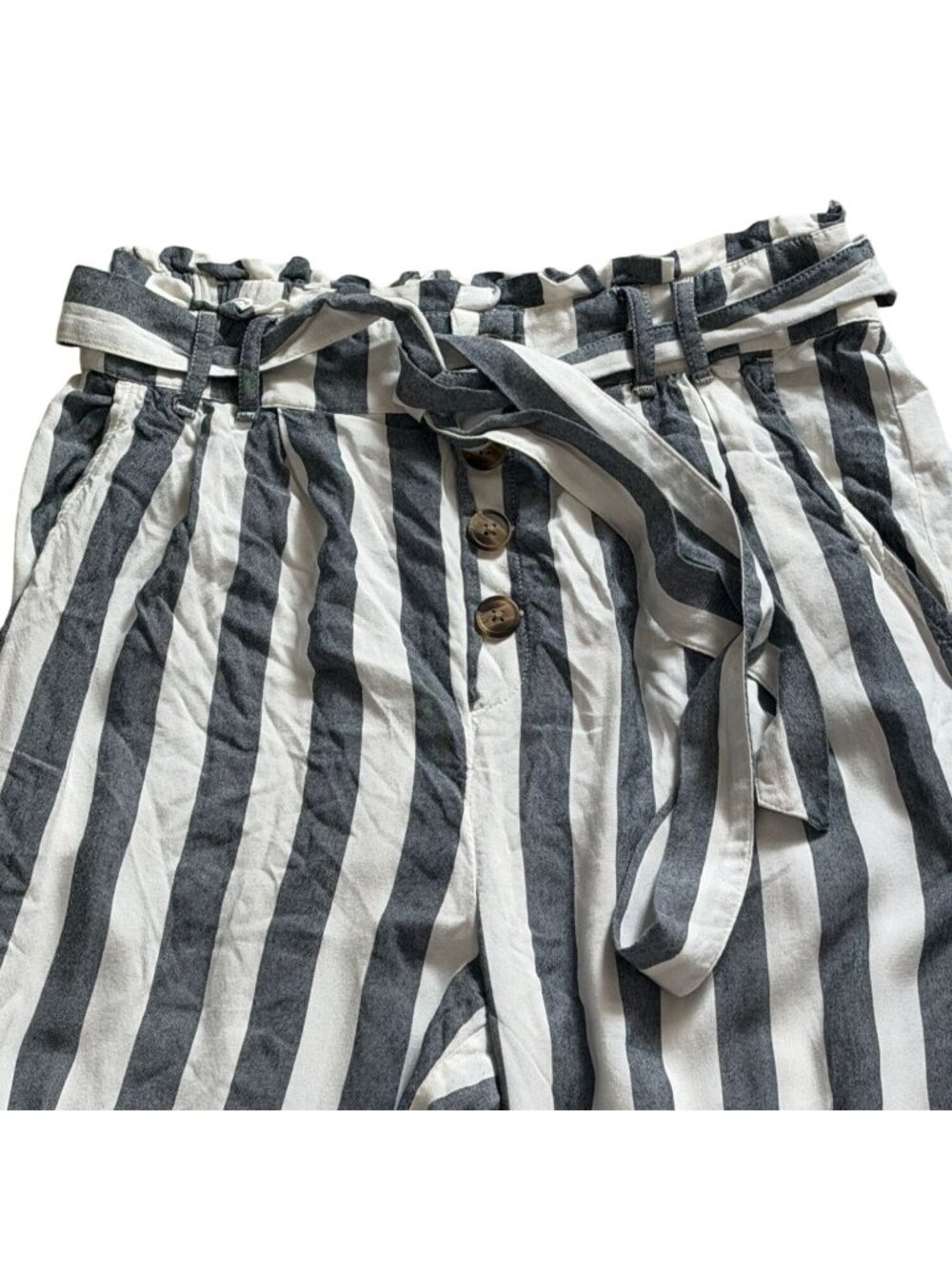 American Eagle Striped Paperback Trousers-Lightweight-Gray/White-M - Picture 2 of 7